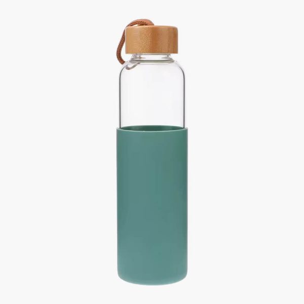1pc Outdoor Glass Cup Mini Water Bottles Student Water Bottles Portable Water Cup Drinking Cup With Bamboo Cover