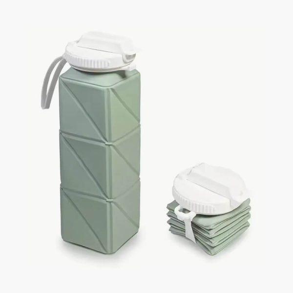 1PC Square Silicone Folding Mug Portable Food Grade Sports Water Bottle Retractable Travel Fitness Outdoor Mugs Waterbottle