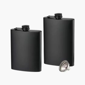 8 10 12 oz Stainless Steel Hip Flask with Funnel Pocket Hip Flask for Liquor Outdoor Wine Bottle Pot Cup Whiskey Hip Flask Black