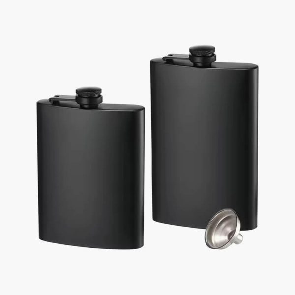 8 10 12 oz Stainless Steel Hip Flask with Funnel Pocket Hip Flask for Liquor Outdoor Wine Bottle Pot Cup Whiskey Hip Flask Black