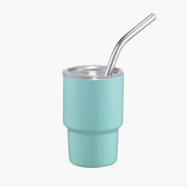 367A 2oz Drinking Cups Stainless Steel Tumbler Car Cup with Straw & Lid Portable Coffee Cup Double Wall Insulated Travel Mug