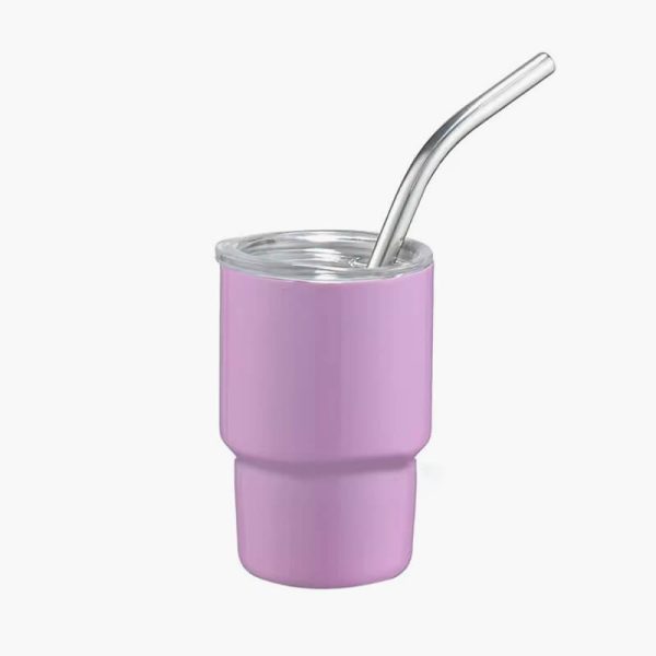 367A 2oz Drinking Cups Stainless Steel Tumbler Car Cup with Straw & Lid Portable Coffee Cup Double Wall Insulated Travel Mug - Image 2