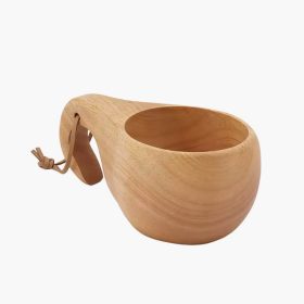 Nordic Style Handcrafted Wooden Camping Cup with Handle for coffee Milk Portable Drinkware