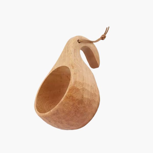 Nordic Style Handcrafted Wooden Camping Cup with Handle for coffee Milk Portable Drinkware - Image 2