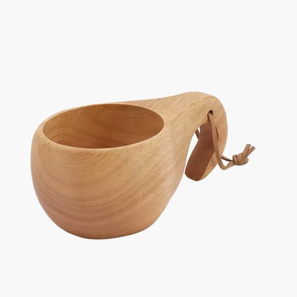 Nordic Style Handcrafted Wooden Camping Cup with Handle for coffee Milk Portable Drinkware - Image 3