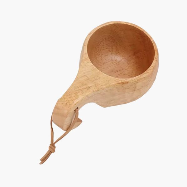 Nordic Style Handcrafted Wooden Camping Cup with Handle for coffee Milk Portable Drinkware - Image 5