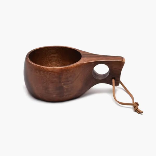 Nordic Style Handcrafted Wooden Camping Cup with Handle for coffee Milk Portable Drinkware - Image 6