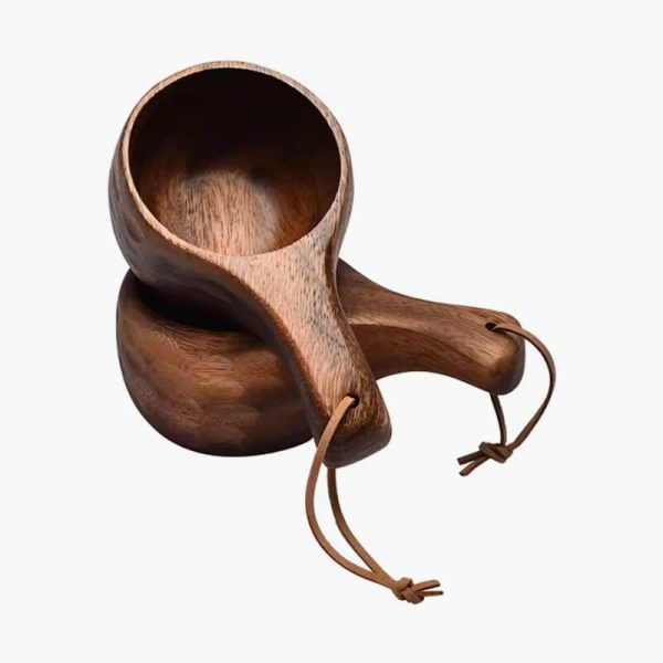 Nordic Style Handcrafted Wooden Camping Cup with Handle for coffee Milk Portable Drinkware - Image 7