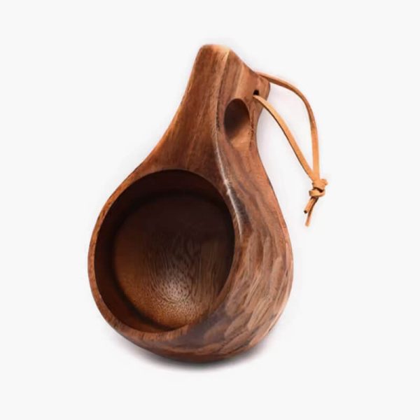 Nordic Style Handcrafted Wooden Camping Cup with Handle for coffee Milk Portable Drinkware - Image 8