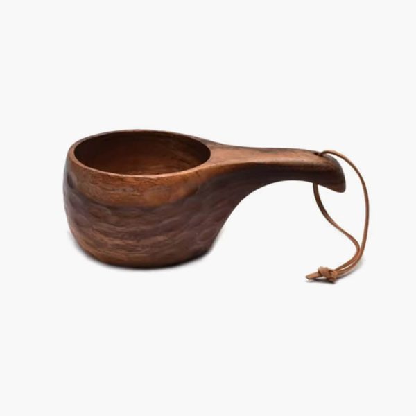 Nordic Style Handcrafted Wooden Camping Cup with Handle for coffee Milk Portable Drinkware - Image 9